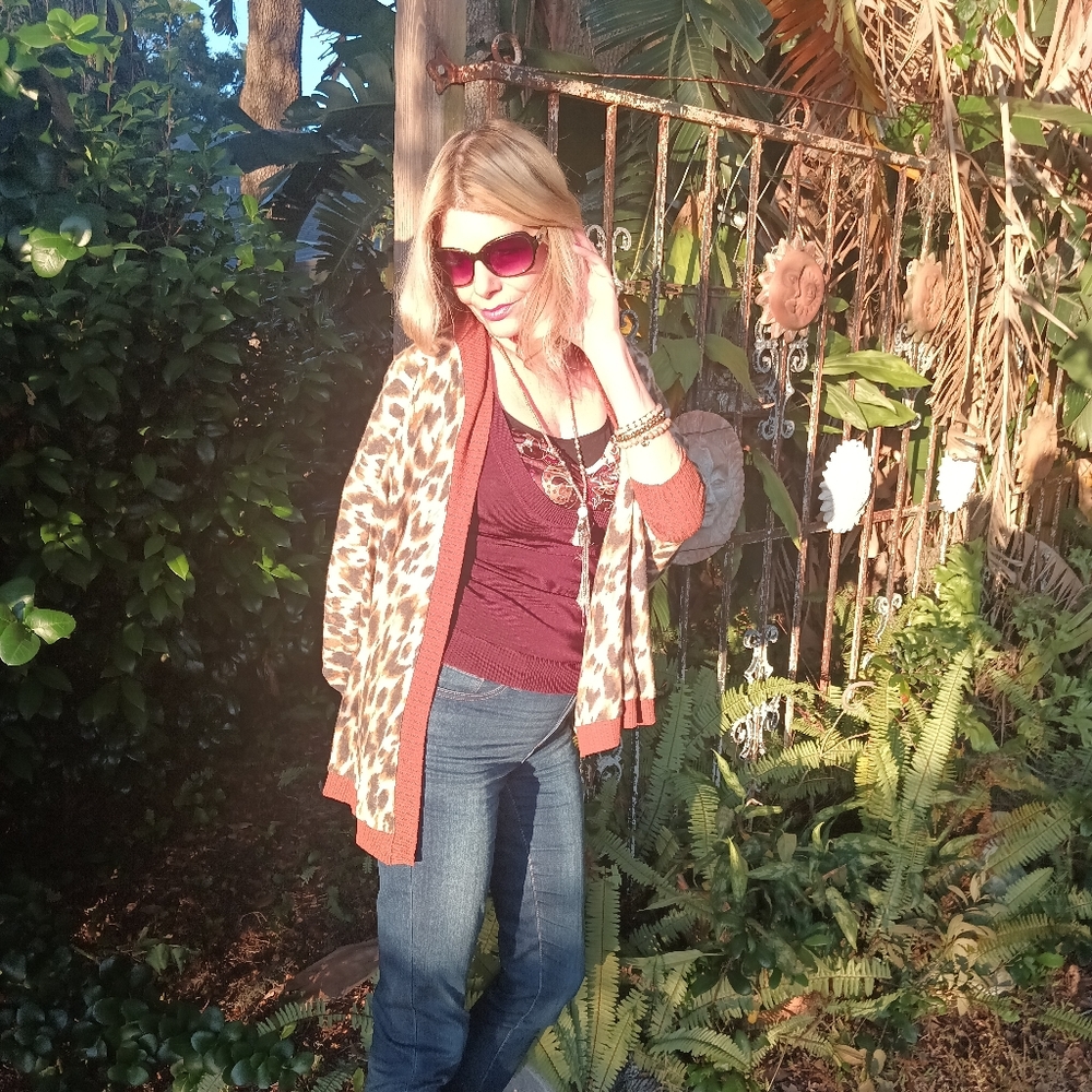 Ces Femme Open Front Jacket Leopard Print New Med… - image 3